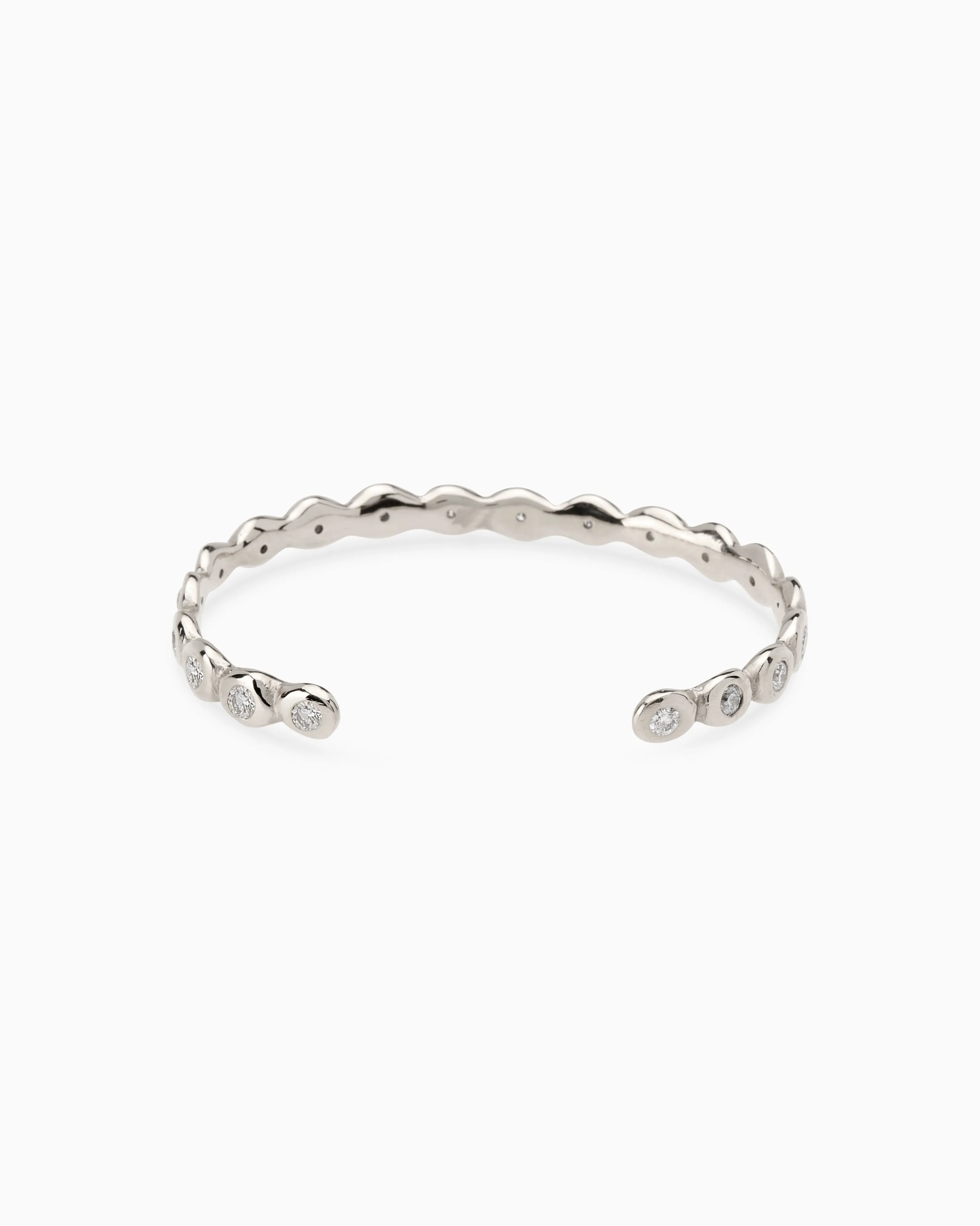Ripple Diamond Cuff  | Solid White Gold