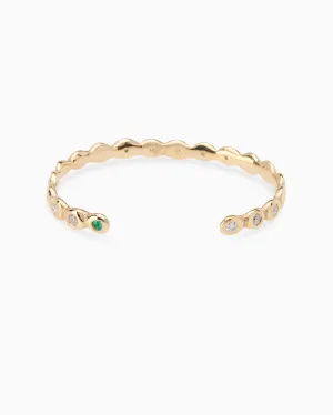 Ripple Stone Cuff  | Solid Yellow Gold