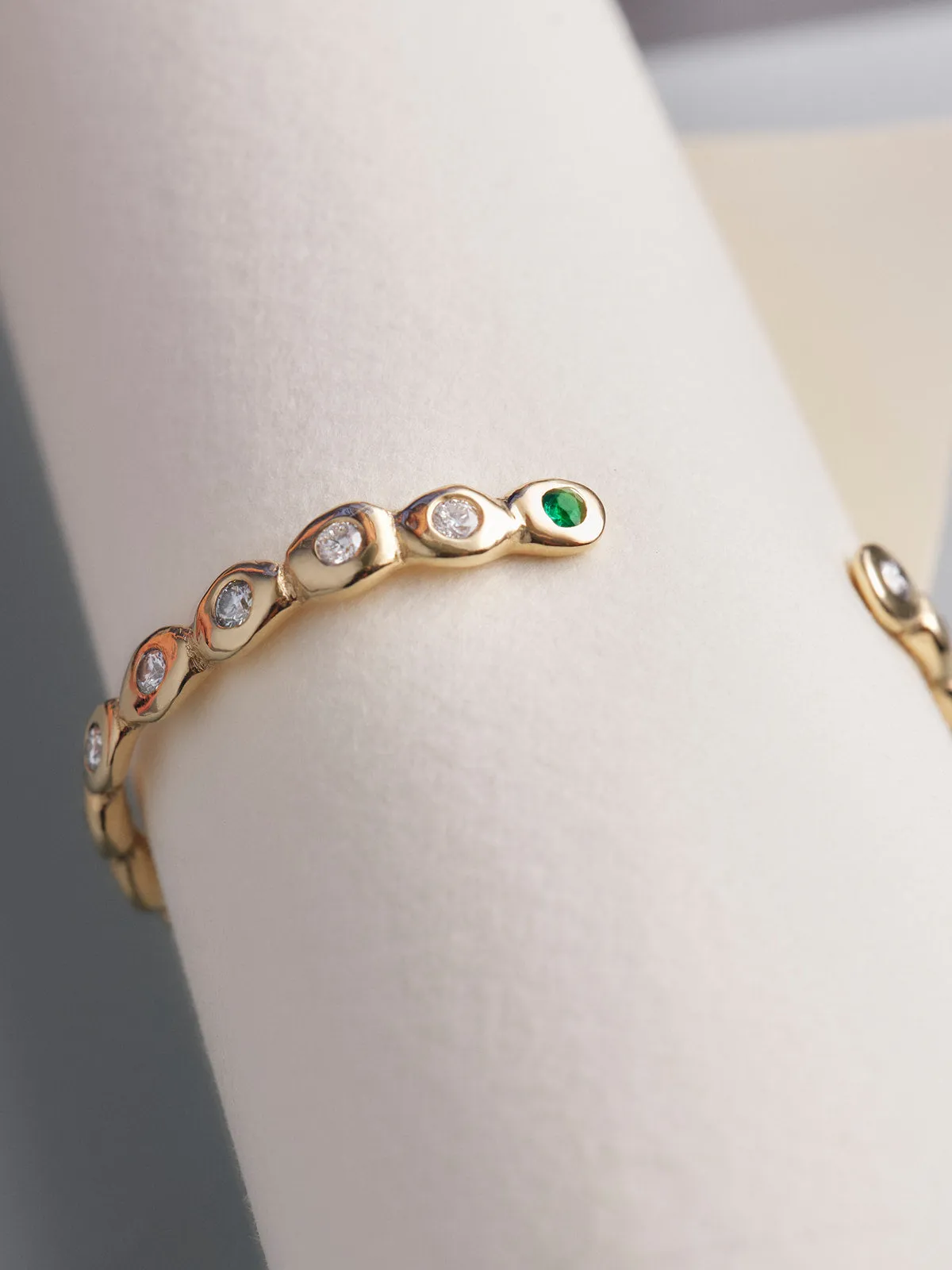 Ripple Stone Cuff  | Solid Yellow Gold