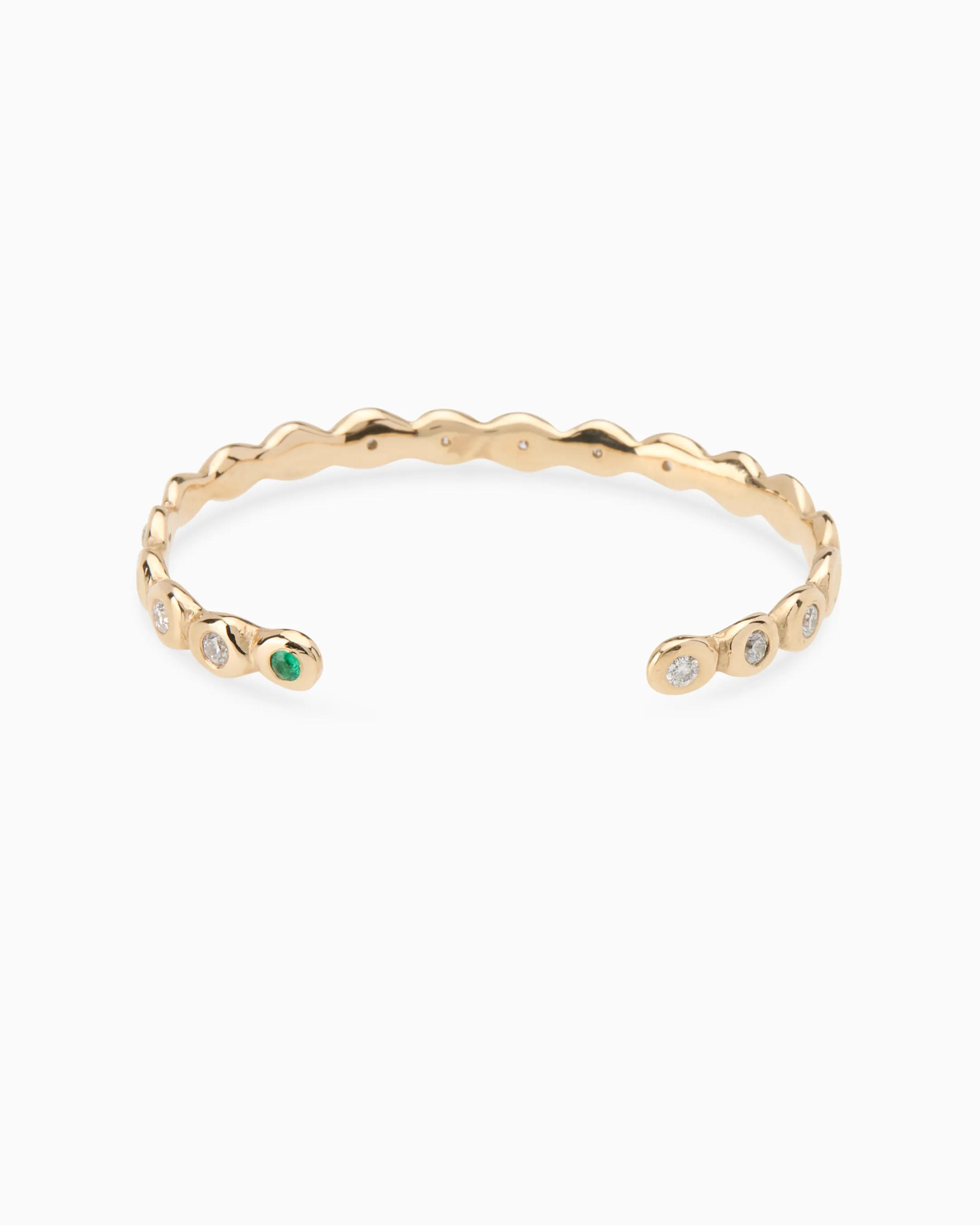 Ripple Stone Cuff  | Solid Yellow Gold
