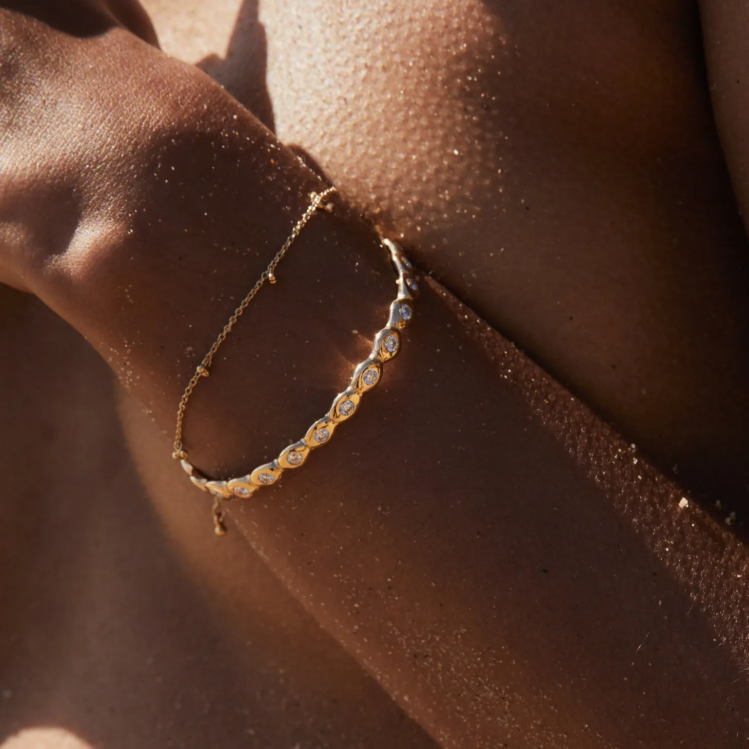 Ripple Stone Cuff  | Solid Yellow Gold