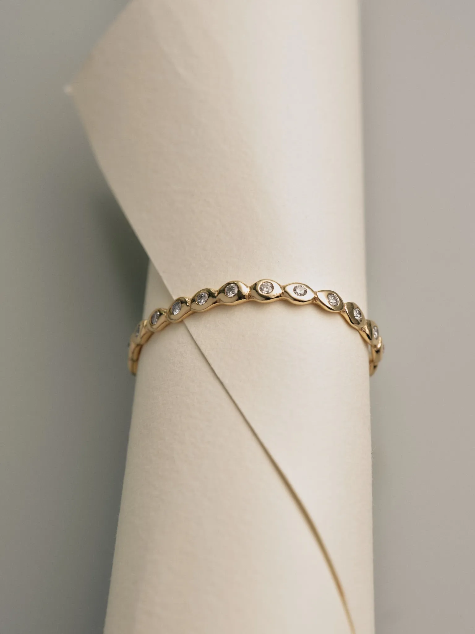 Ripple Stone Cuff  | Solid Yellow Gold
