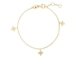 Roberto Coin 18k Yellow Gold Dangling 3 Station Flower Bracelet