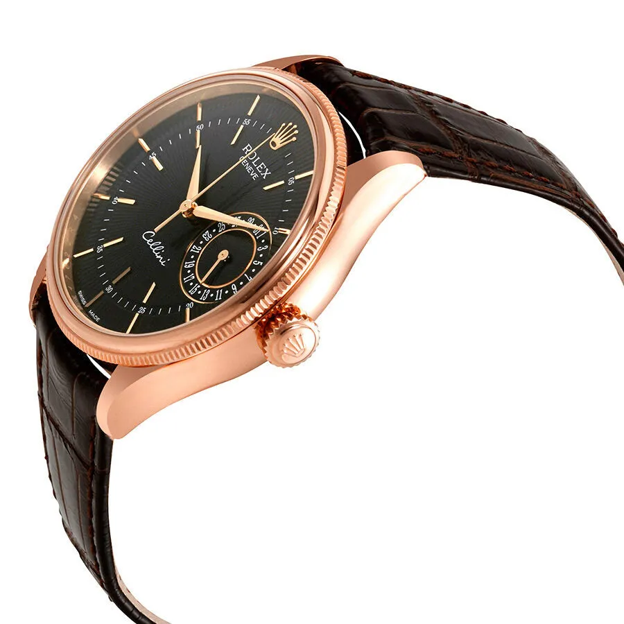 Rolex Cellini Black Dial 18K Rose Gold Automatic Men's Watch 50515BKSBRL