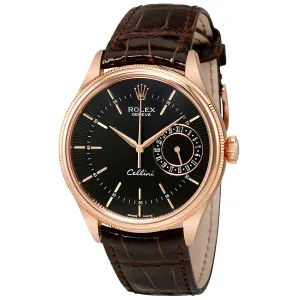 Rolex Cellini Black Dial 18K Rose Gold Automatic Men's Watch 50515BKSBRL