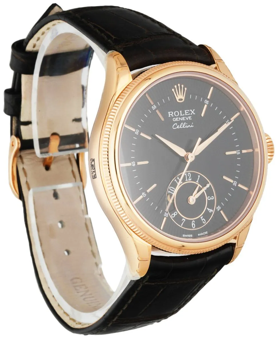 Rolex Cellini Dual Time 50525 18K Rose Gold Men's Watch Box & papers
