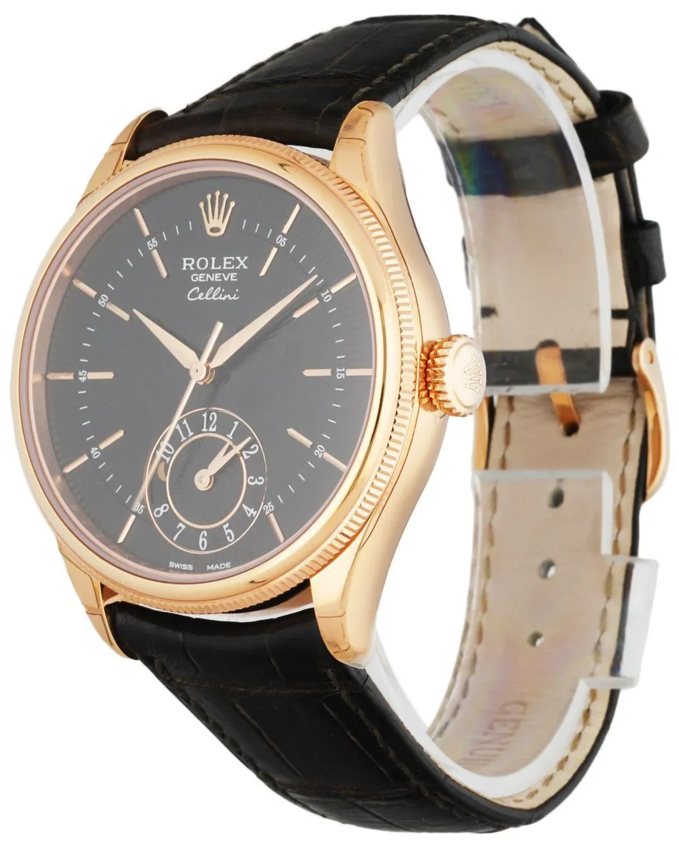 Rolex Cellini Dual Time 50525 18K Rose Gold Men's Watch Box & papers
