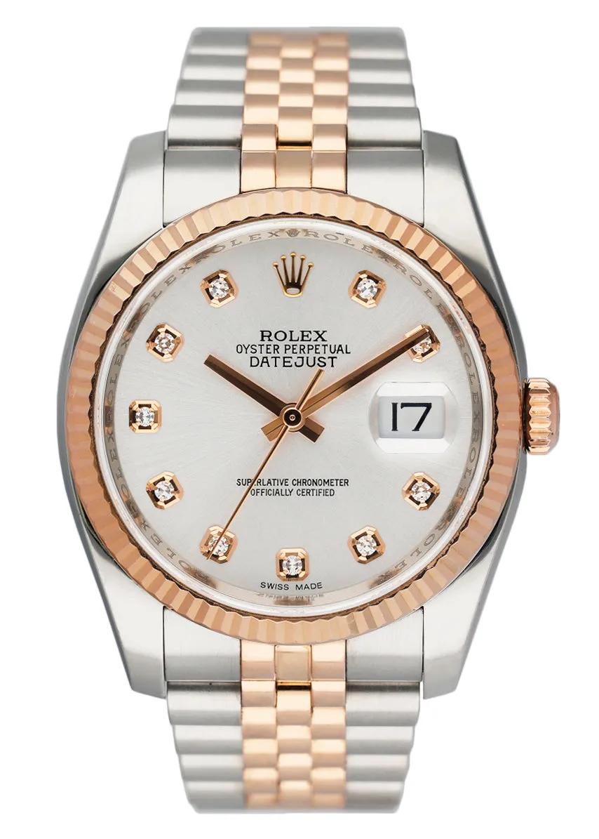Rolex Datejust 116231 Diamond Silver Dial Mens Watch