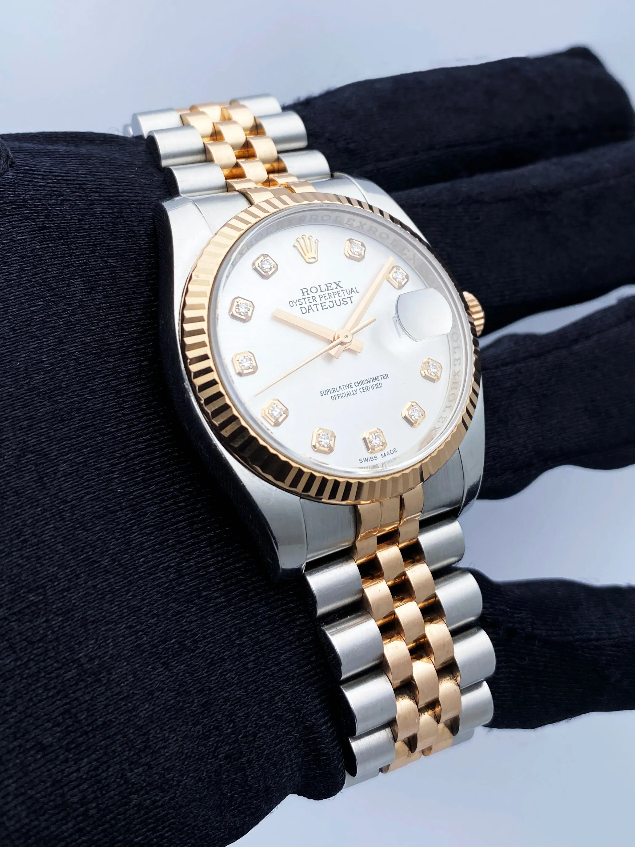 Rolex Datejust 116231 Diamond Silver Dial Mens Watch