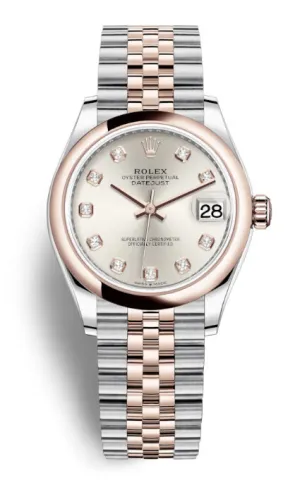 Rolex Datejust 31 Silver Diamond Dial Automatic Steel and 18kt Everose Gold Jubilee Watch 278241SDJ