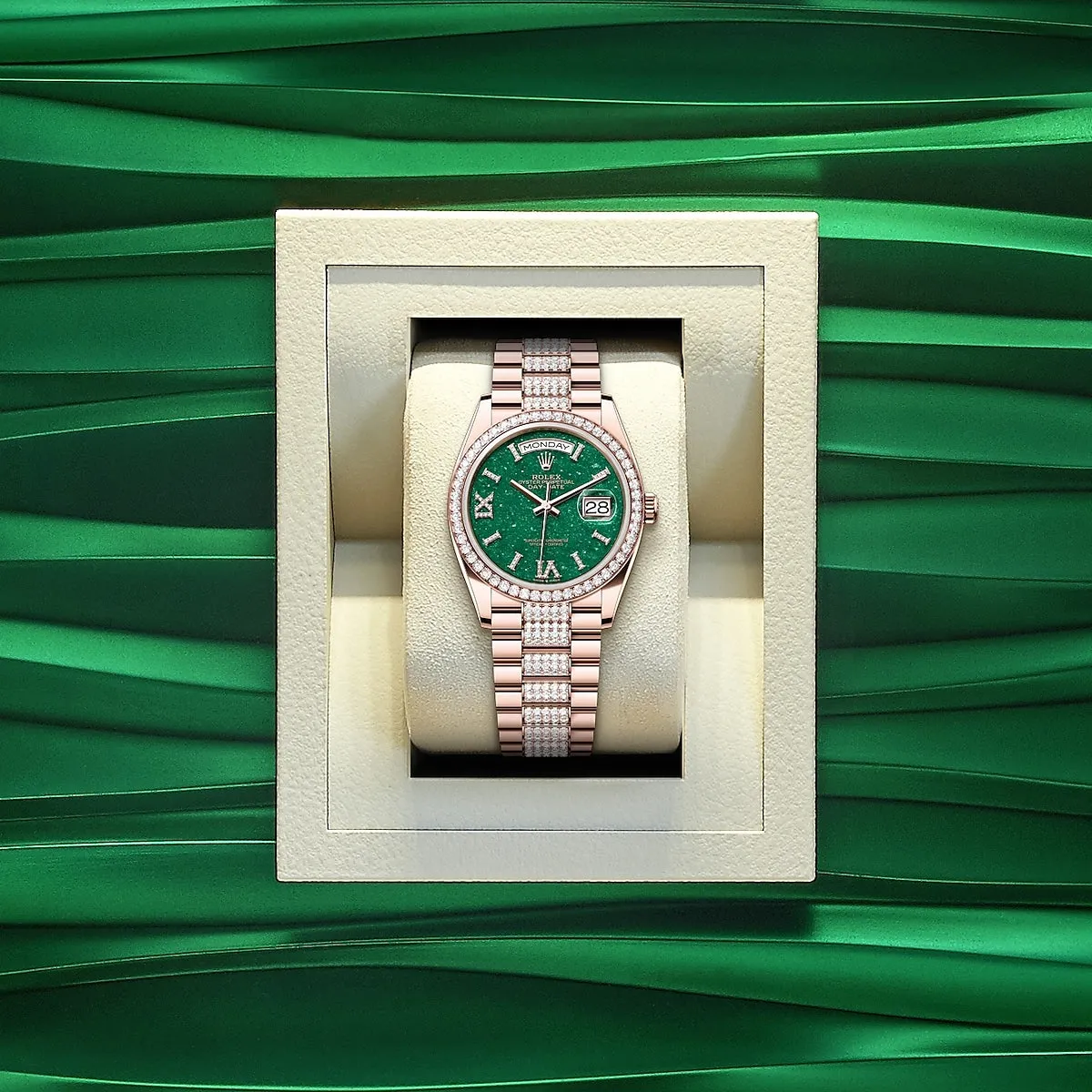 Rolex Day-Date 36, 18k Everose Gold with Diamond-set, 36mm, Ref# 128345rbr-0069