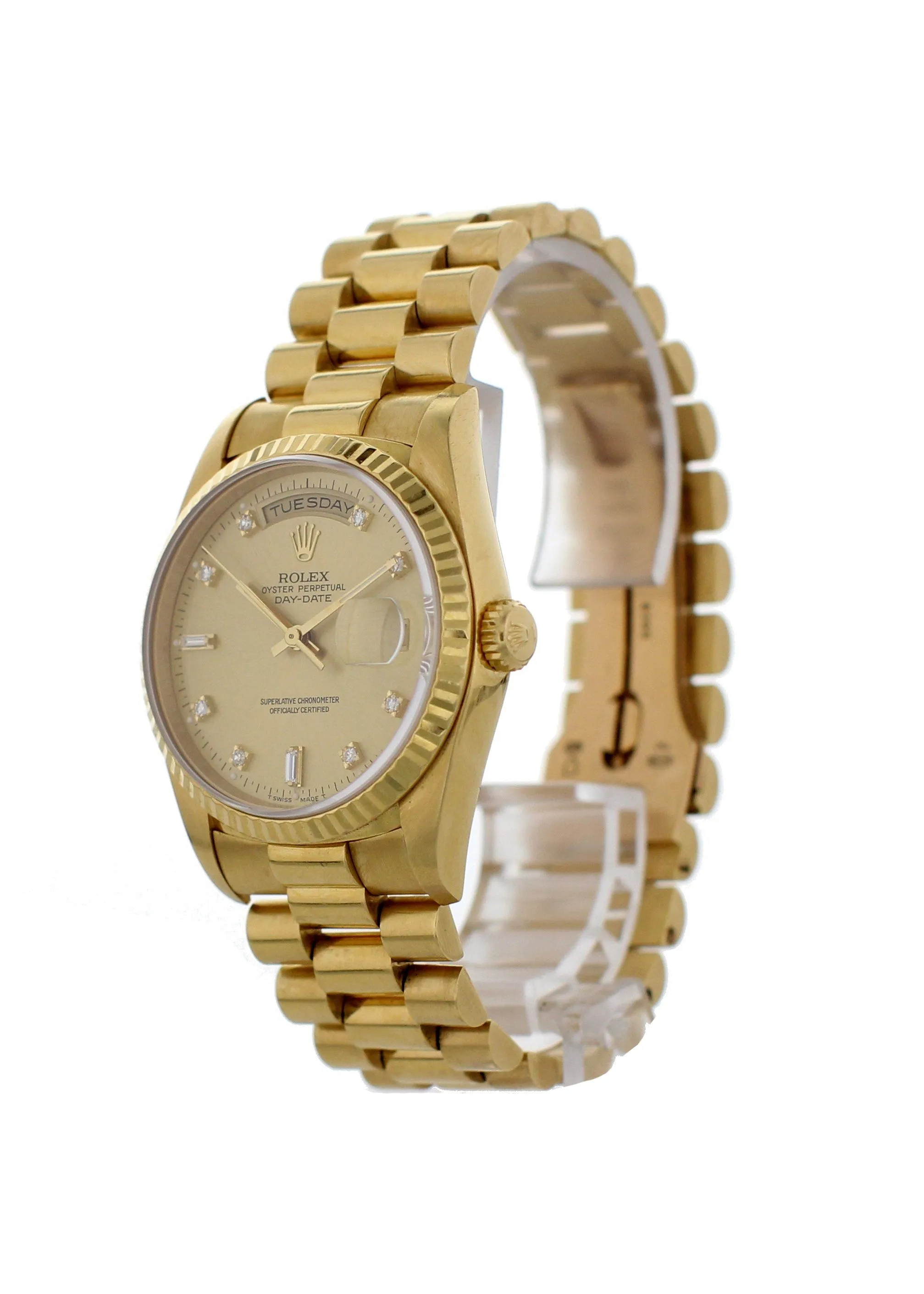 Rolex Oyster Perpetual Day-Date President 18238 18K Yellow Gold Diamond Dial Mens Watch