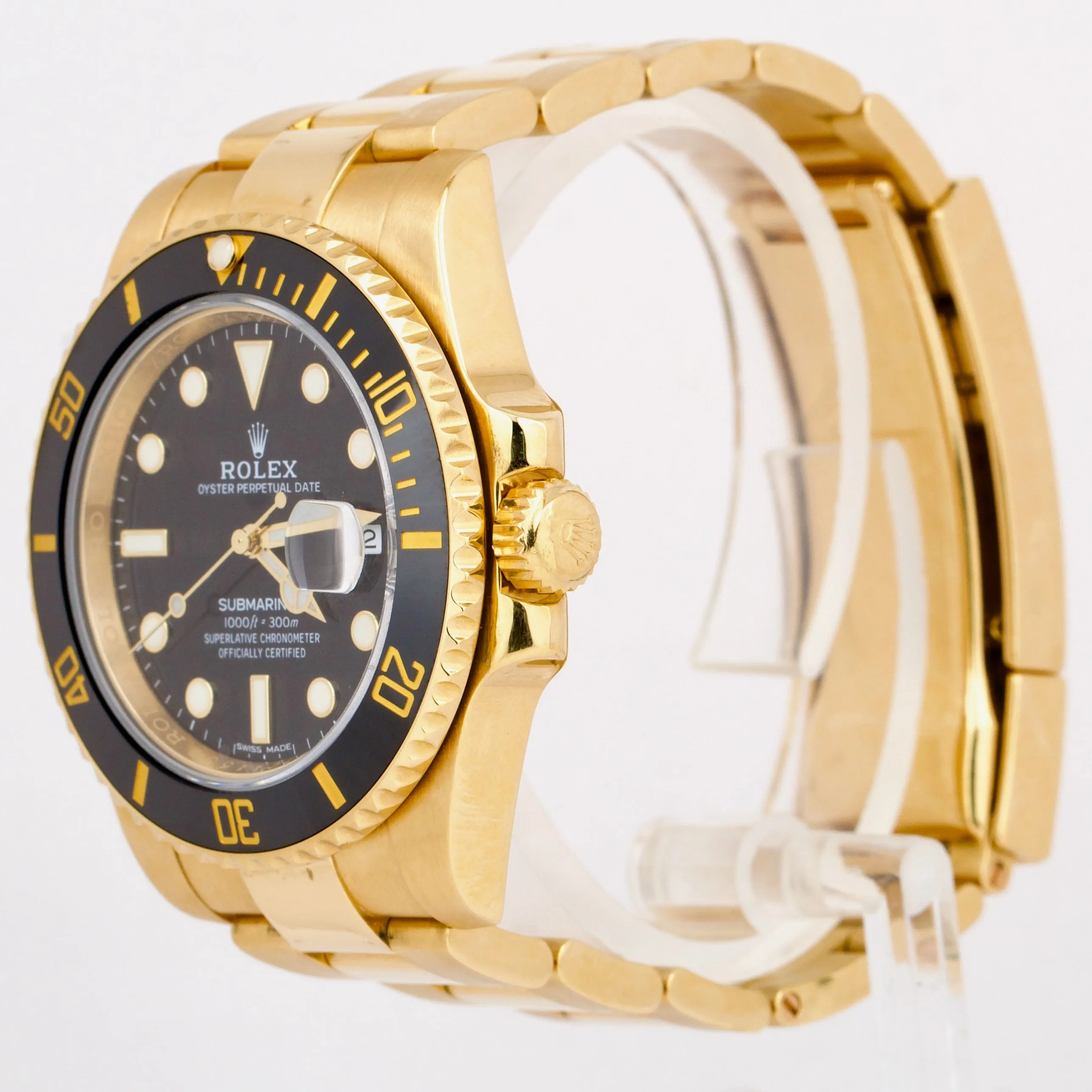 Rolex Submariner Date 116618 Ceramic 18K Yellow Gold Black 40mm Oyster Watch BOX