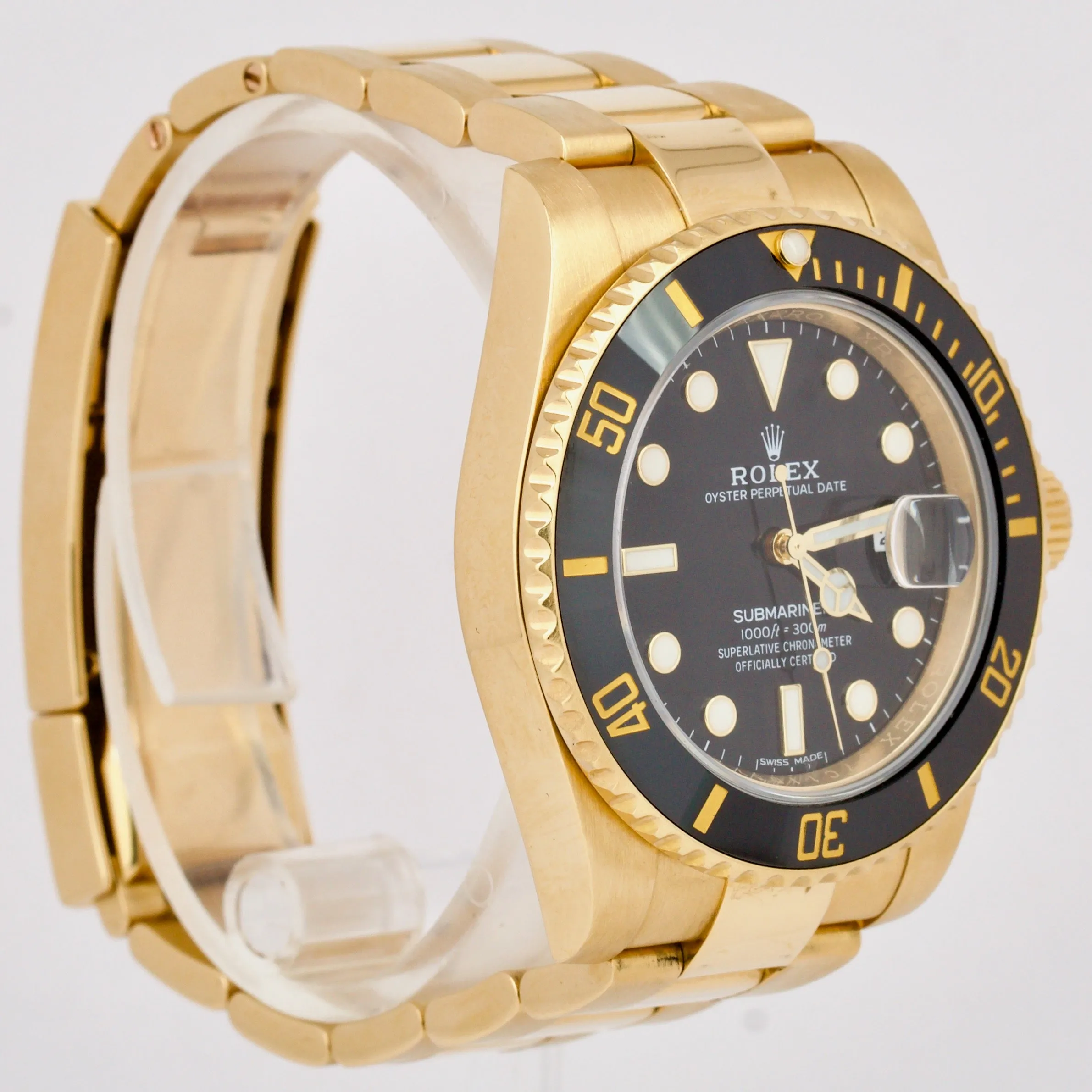 Rolex Submariner Date 116618 Ceramic 18K Yellow Gold Black 40mm Oyster Watch BOX