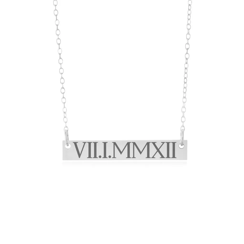 Roman Numeral Bar Necklace