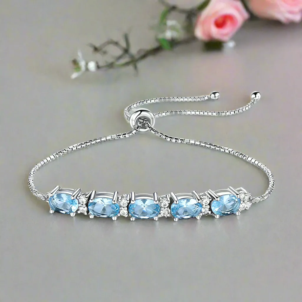 Romantic Azure Oval Cut Bracelet