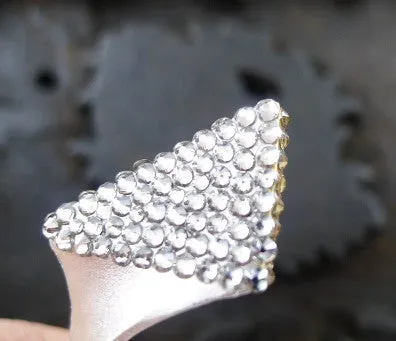 Roni Blanshay Crystal Pave Silver Tone Helmet Cuff Bracelet