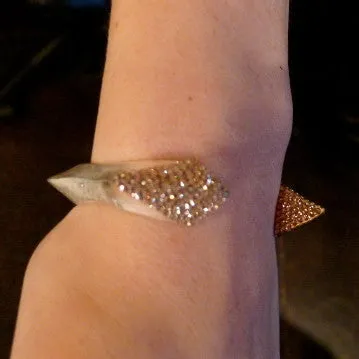 Roni Blanshay Crystal Pave Silver Tone Helmet Cuff Bracelet