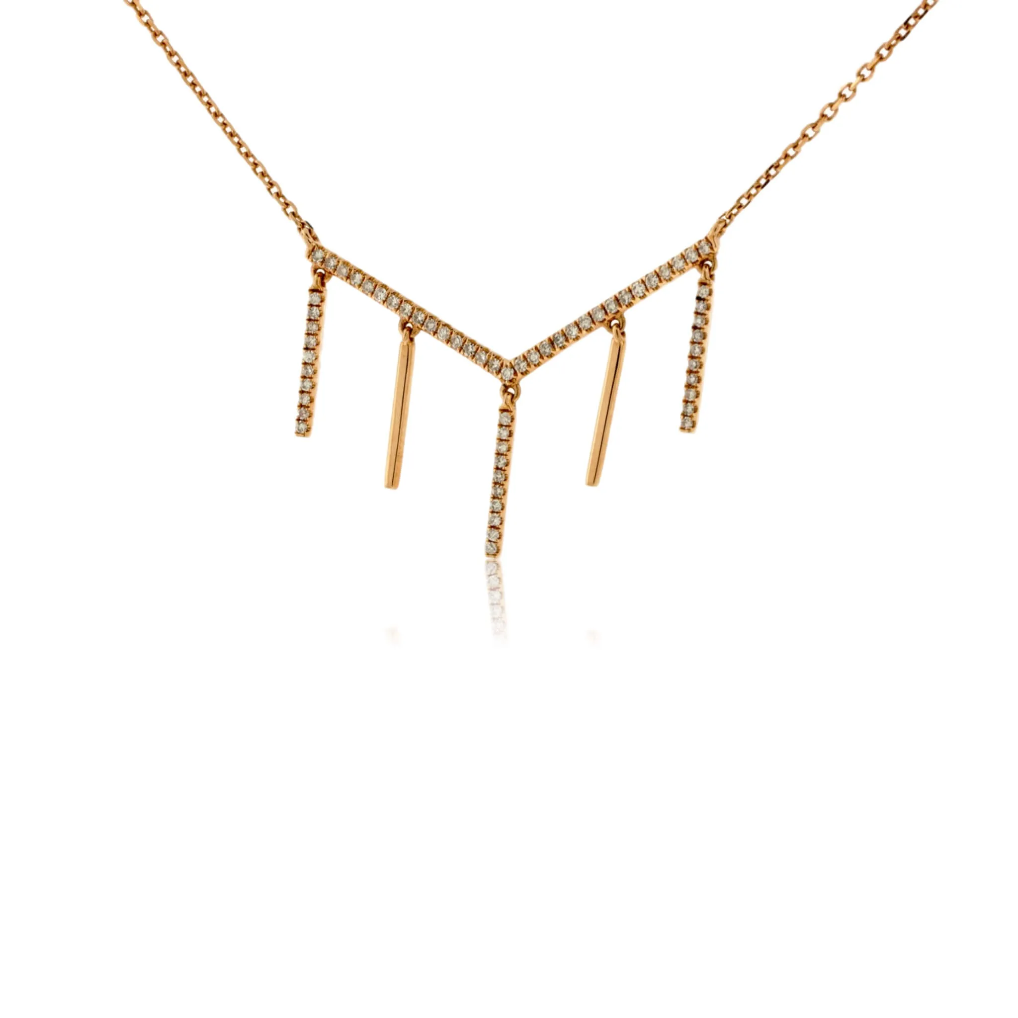 Rose Gold Diamond Multiple Vertical Bar Necklace