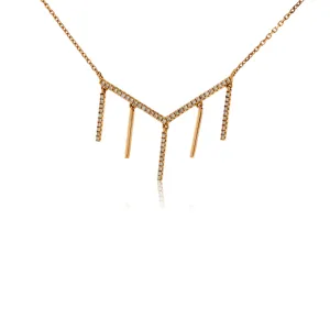 Rose Gold Diamond Multiple Vertical Bar Necklace