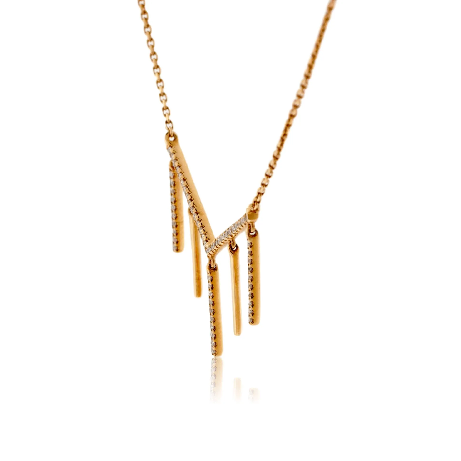 Rose Gold Diamond Multiple Vertical Bar Necklace