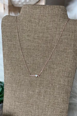 Rose Gold Opal Triangle Bar Necklace