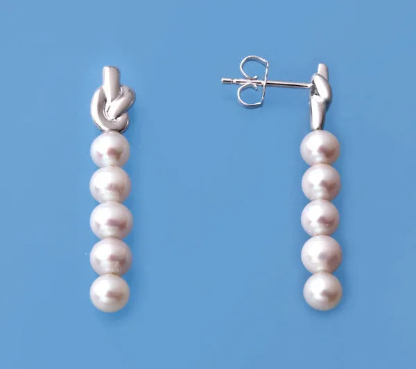 Rose Gold Plated Silver Earrings with 4.5-5mm Round Shape Freshwater Pearl