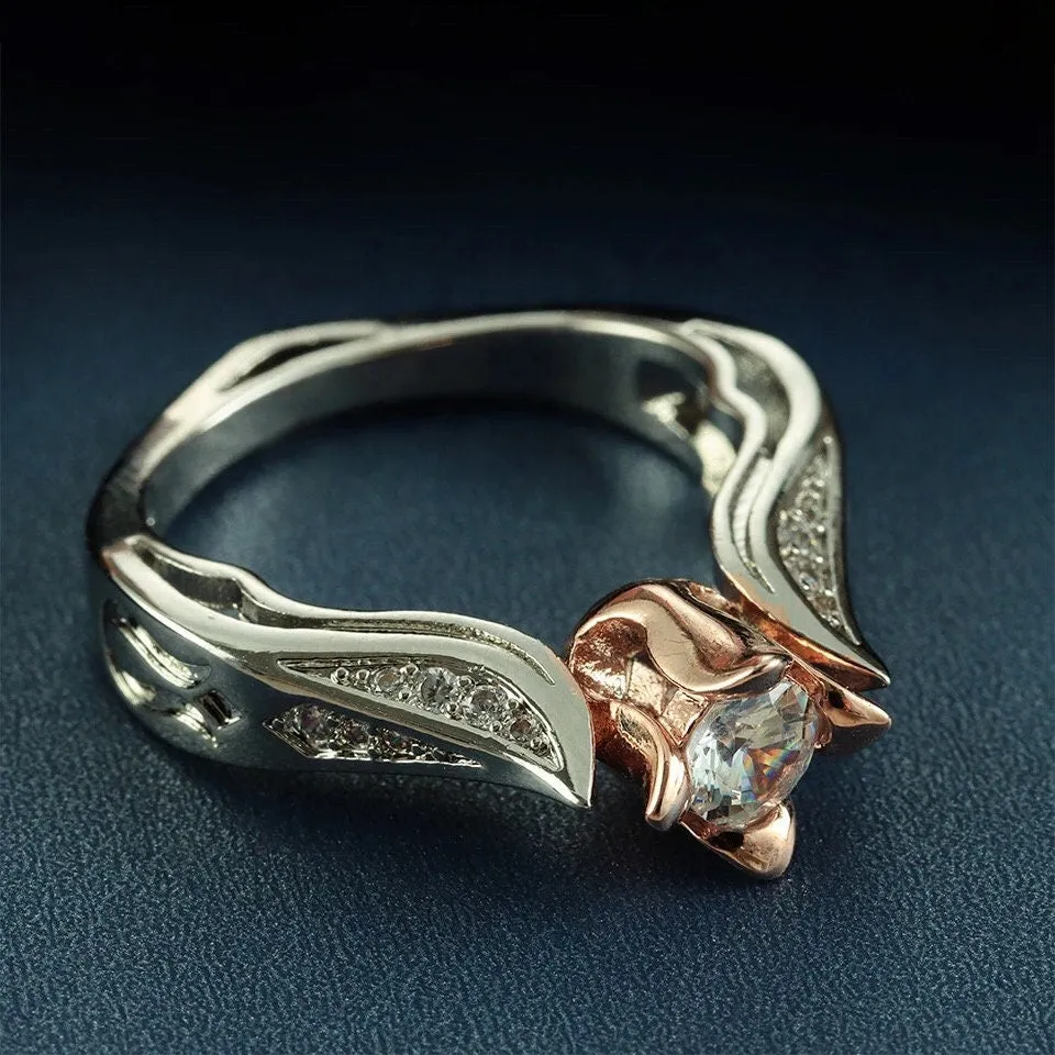Rose Gold ring | Rose Shape Ring | Rose Ring | Rose Gold and Silver Ring | Flower Ring | Womens Rose Gold Ring | Womens Flower Shape Ring