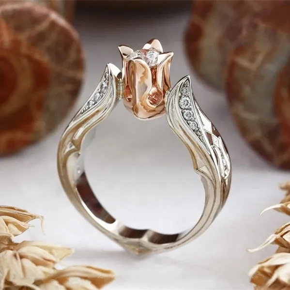 Rose Gold ring | Rose Shape Ring | Rose Ring | Rose Gold and Silver Ring | Flower Ring | Womens Rose Gold Ring | Womens Flower Shape Ring