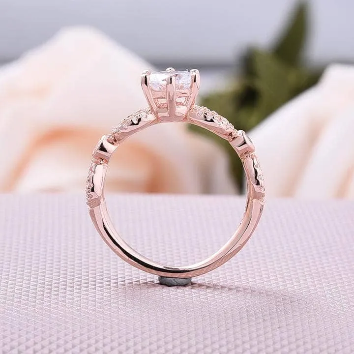 Rose Gold Round Cut Engagement Ring