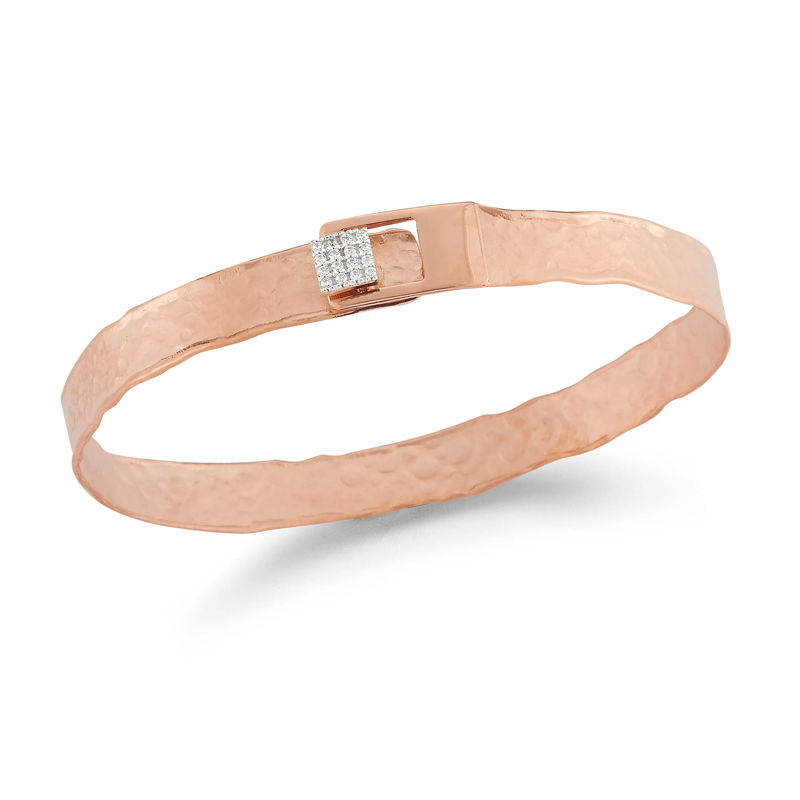 Rose Gold Square Button Cuff with Pave Diamonds