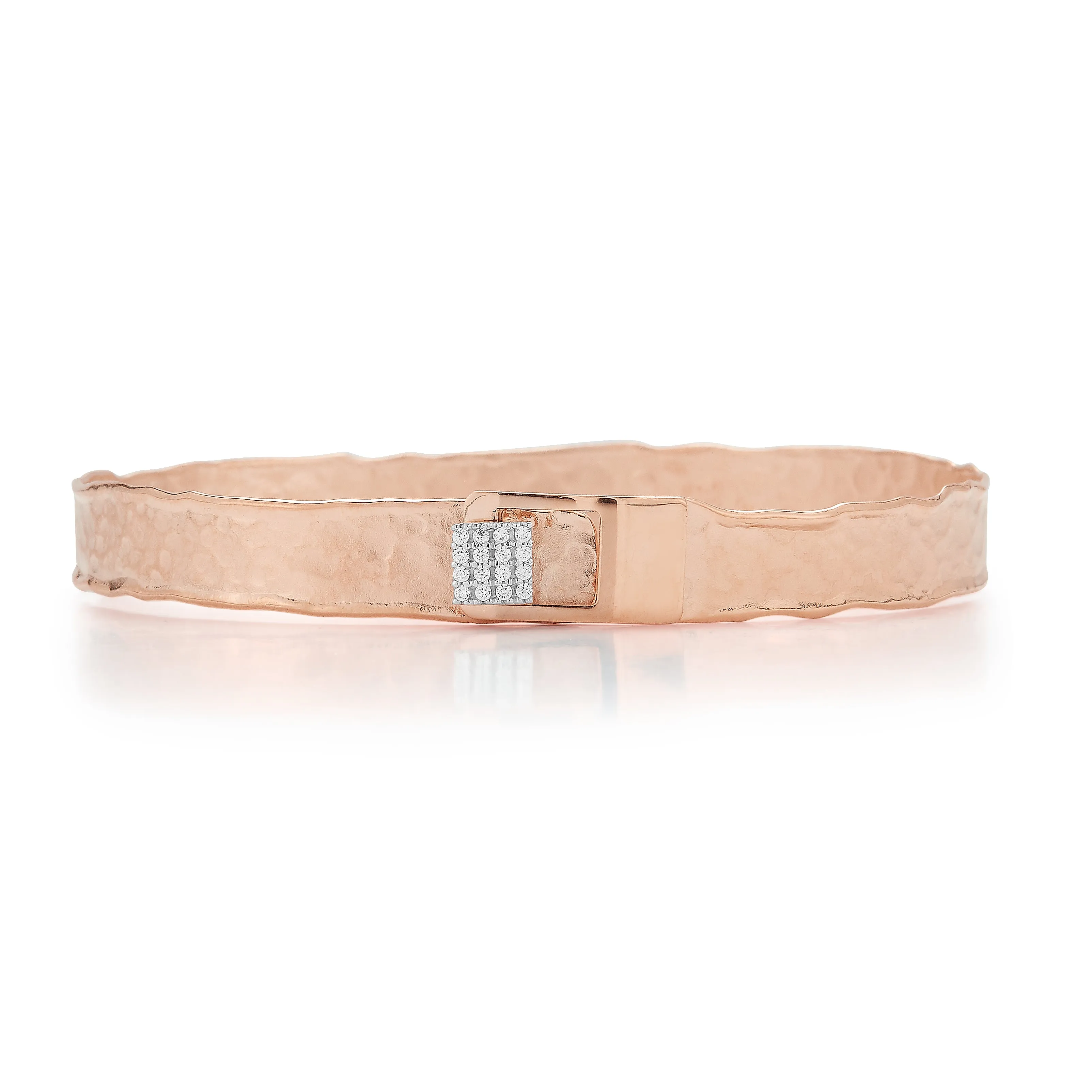Rose Gold Square Button Cuff with Pave Diamonds