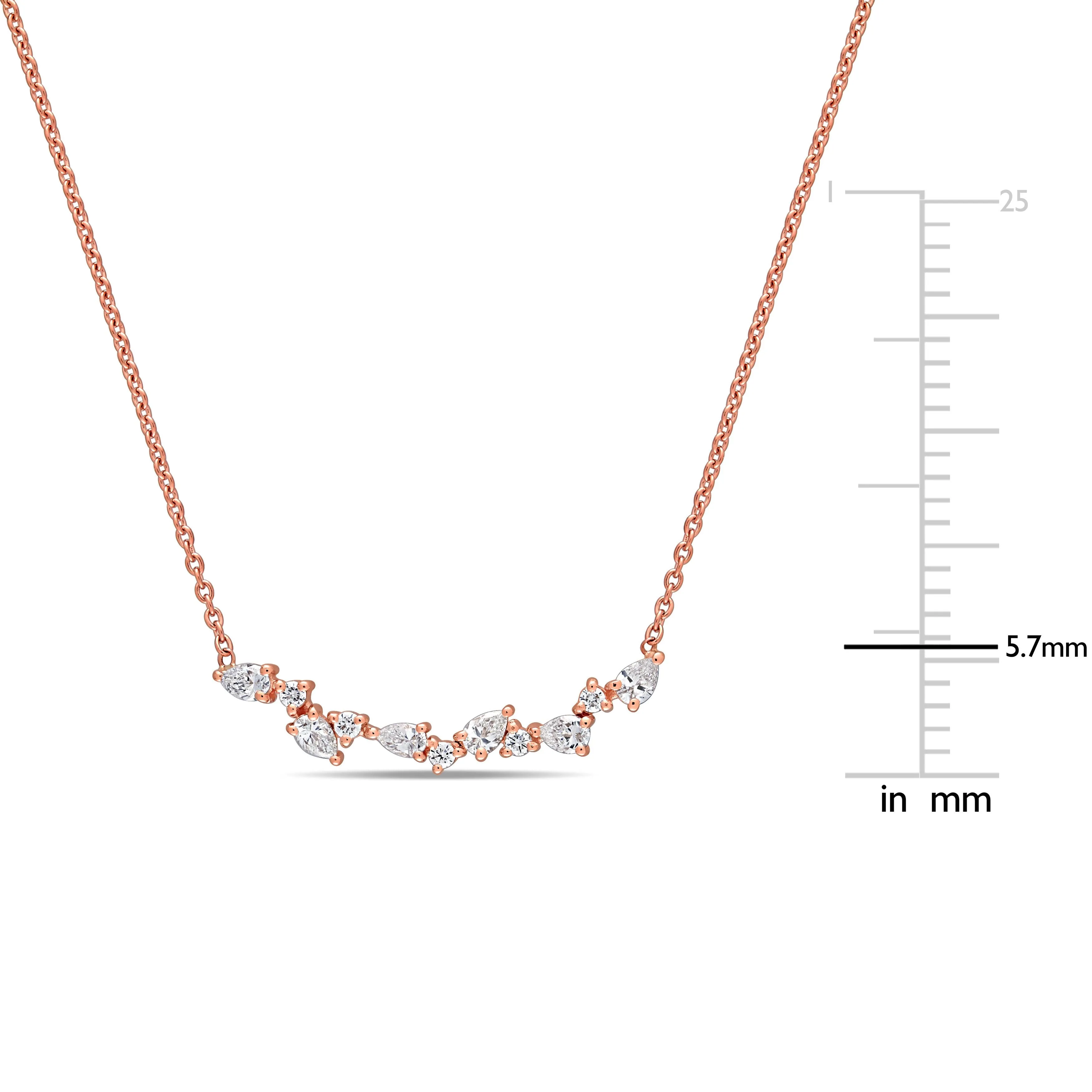 Round and Pear Diamonds Bar Necklace