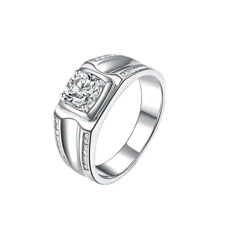 Round Cut Created Sapphire Men's Wedding Band