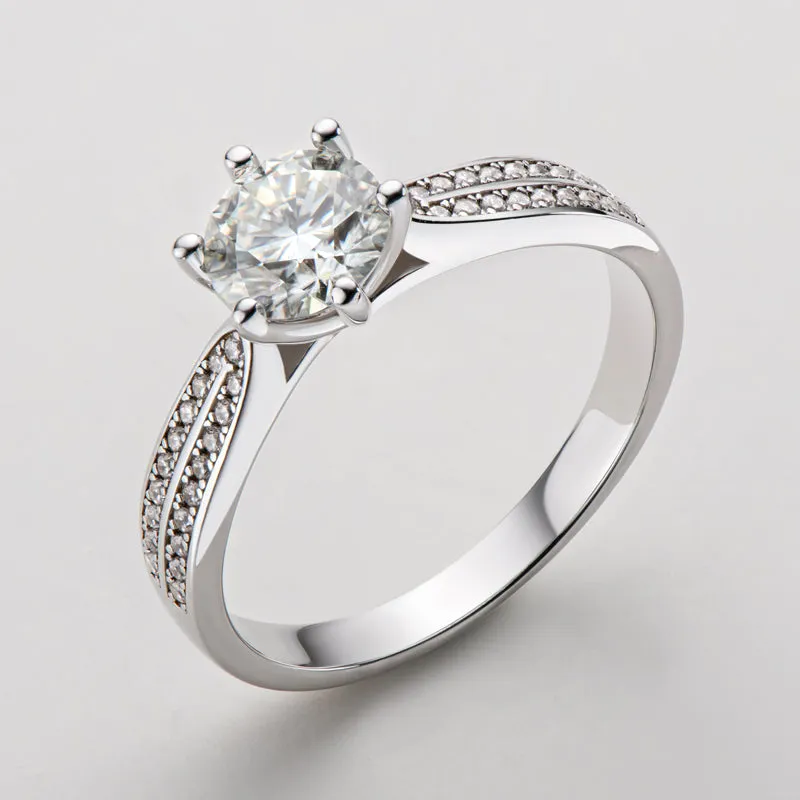 Round Cut Moissanite Classic Six Prong Ring