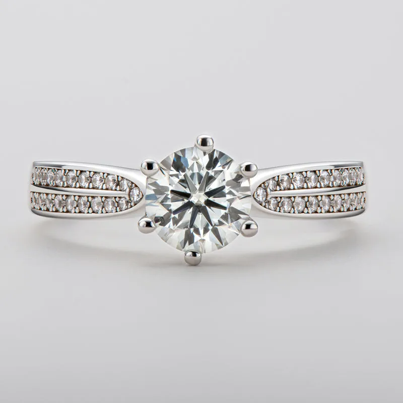 Round Cut Moissanite Classic Six Prong Ring