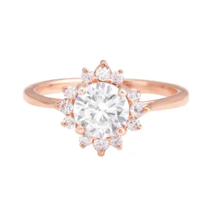 Round Diamond Sunburst Engagement Ring Setting