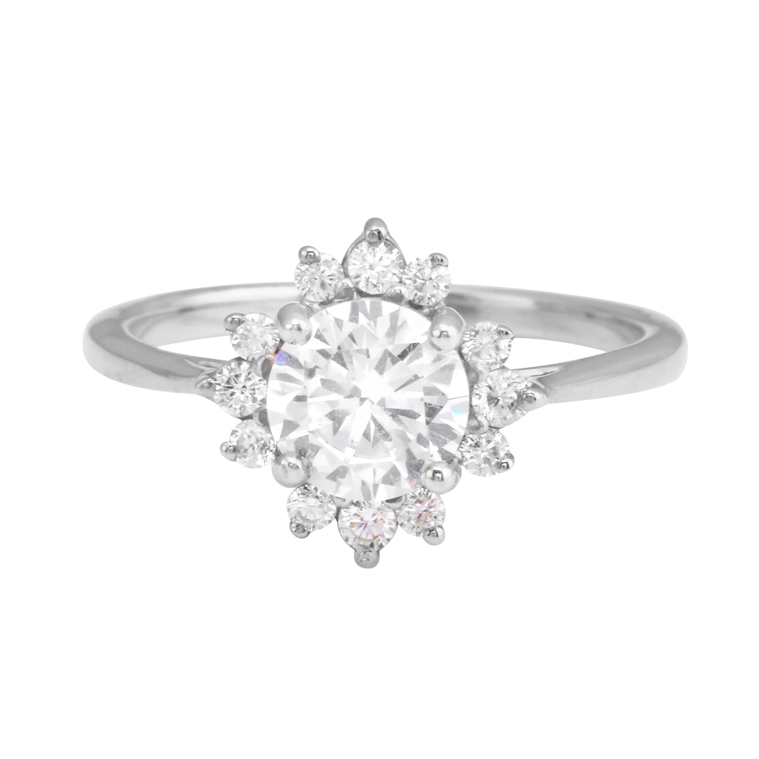 Round Diamond Sunburst Engagement Ring Setting