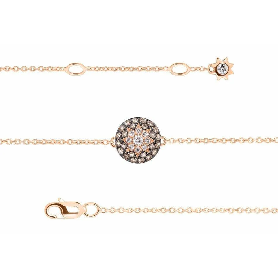 Round Star Bracelet Champagne Diamond in Pink Gold