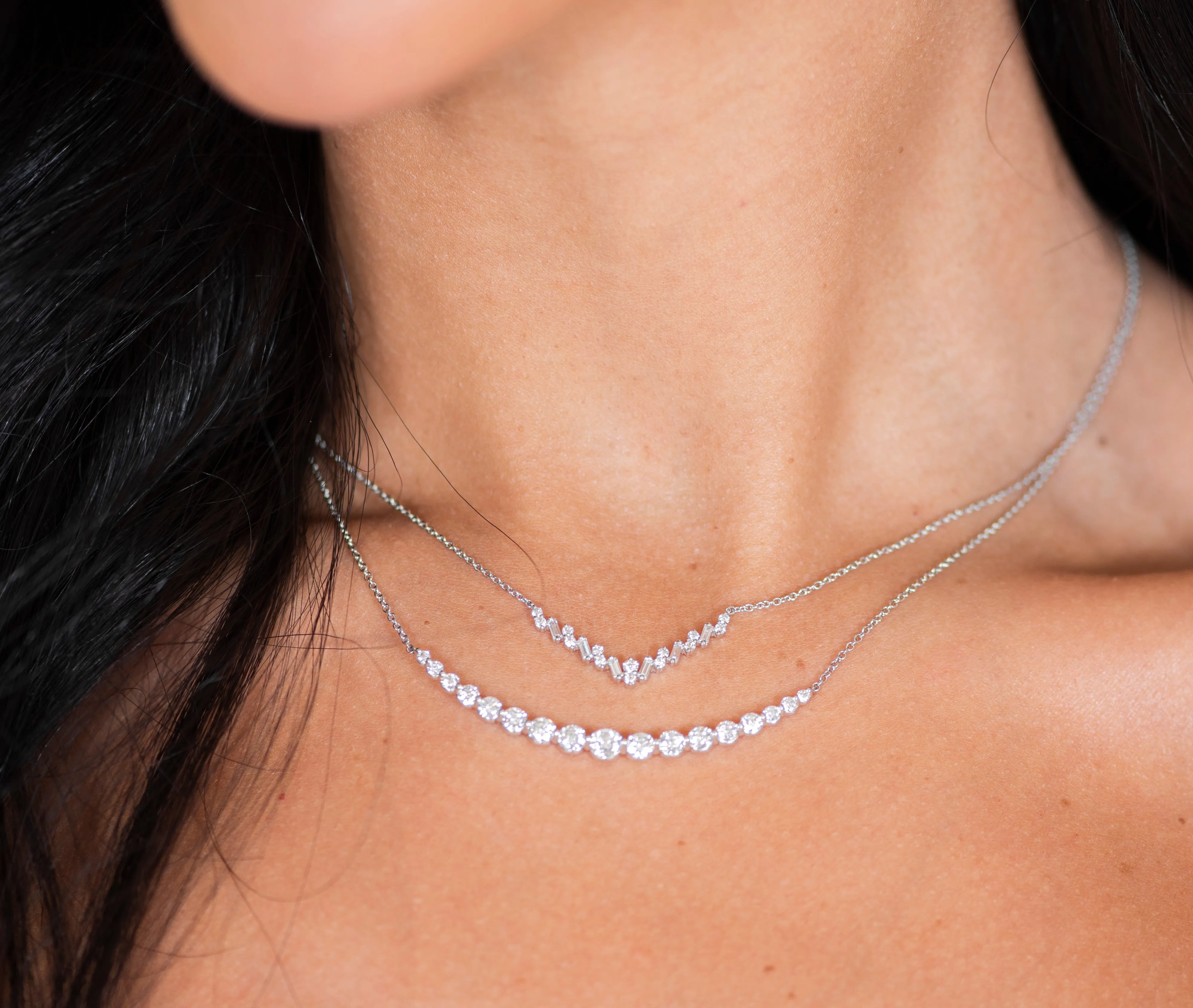Sabel Collection 14K White Gold Diamond Bar Necklace