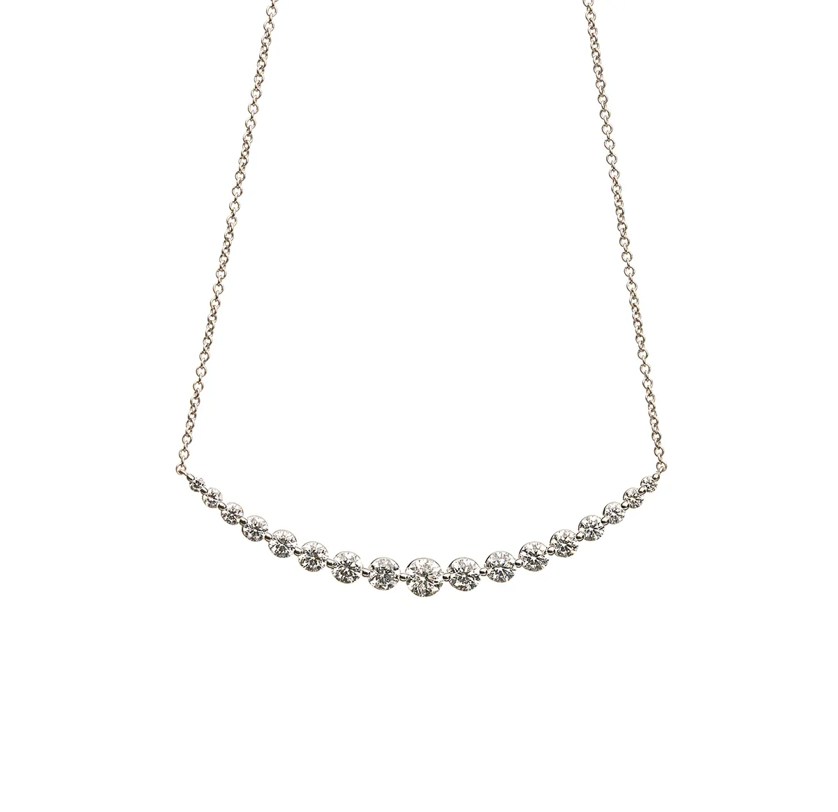 Sabel Collection White Gold Smiley Diamond Bar Necklace