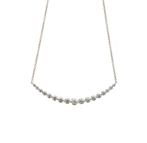 Sabel Collection White Gold Smiley Diamond Bar Necklace
