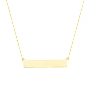Sabel Everyday Collection 14K Yellow Gold Sideways Engravable Bar Necklace