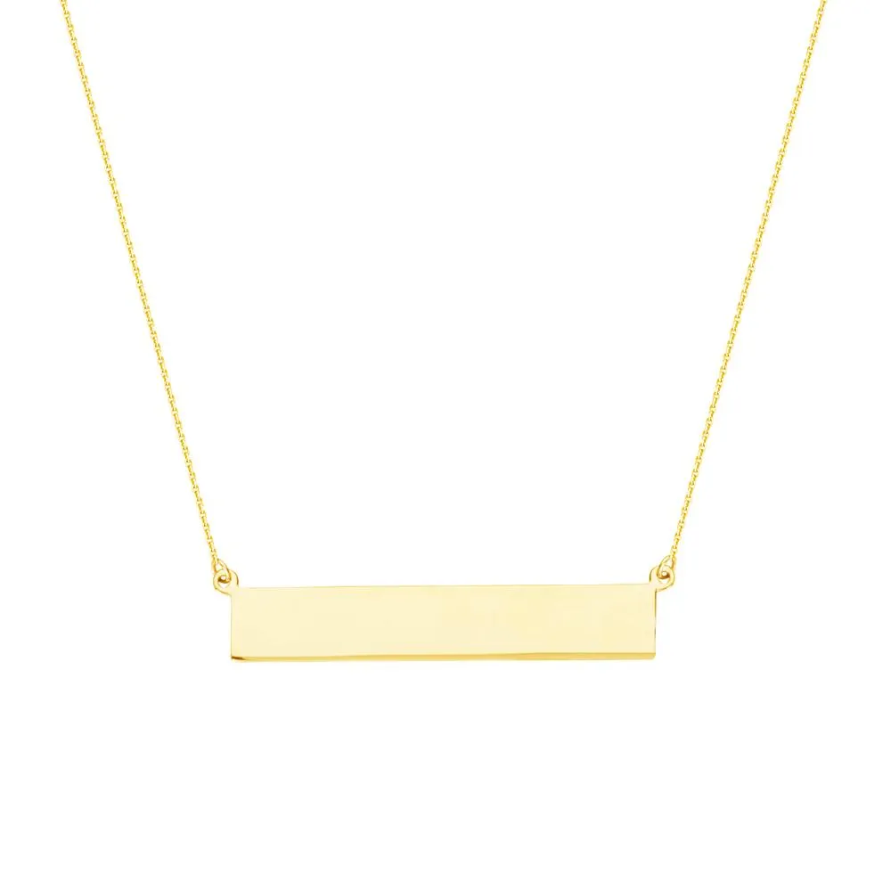 Sabel Everyday Collection 14K Yellow Gold Sideways Engravable Bar Necklace