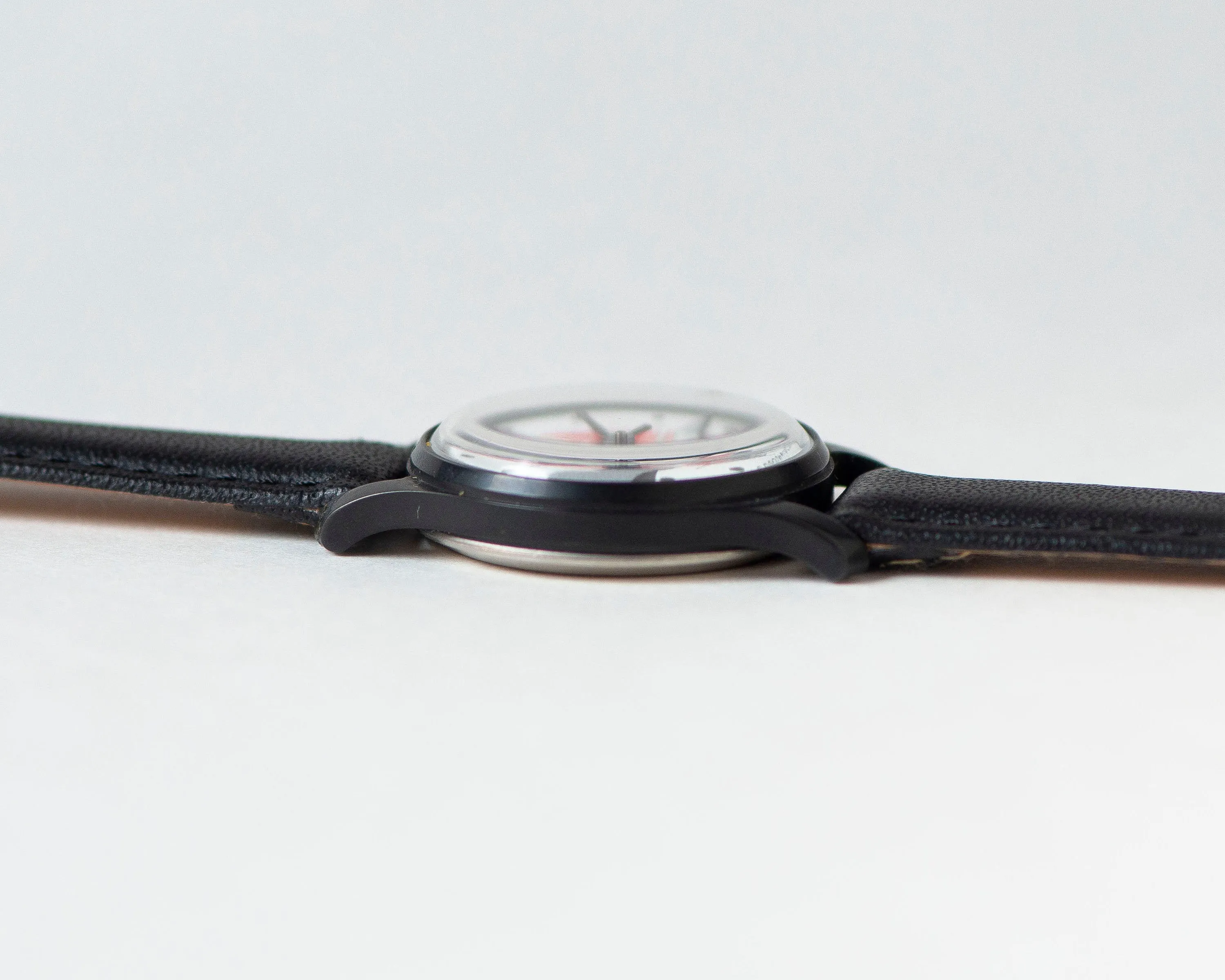 Sailing ship wristwatch Pobeda \ Victory for women teen vintage, unused black red watch unisex, 80s fashion watch, new genuine leather band