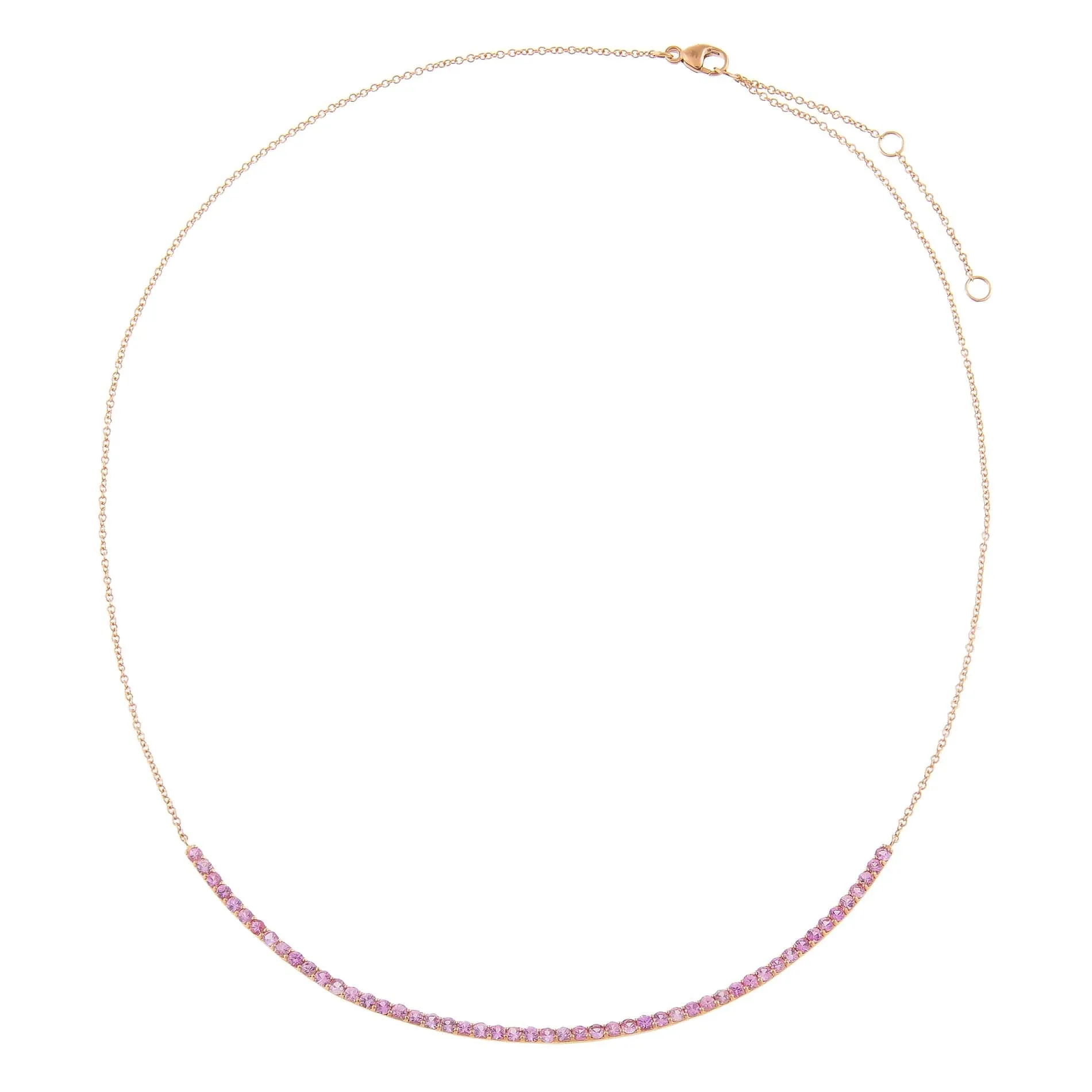 Sapphire Pink Scoop Bar Necklace 14K