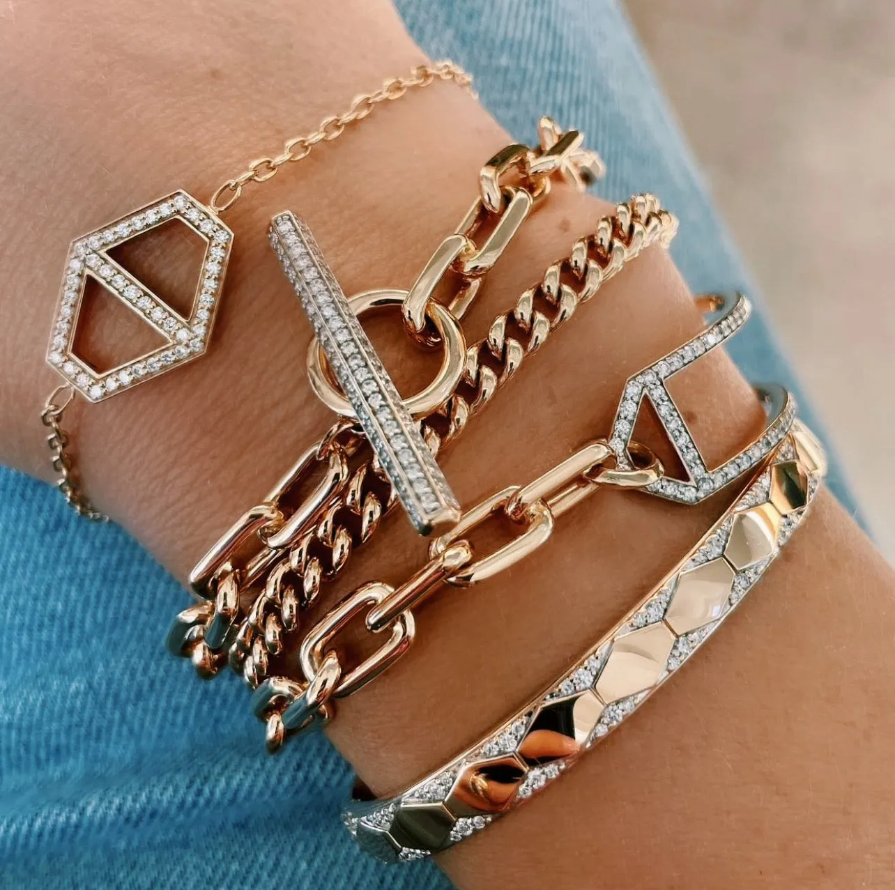 Saxon Chain Link with Diamond Toggle Bracelet