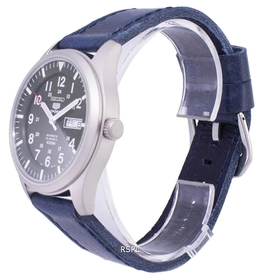 Seiko 5 Sports SNZG09K1-LS13 Automatic Dark Blue Leather Strap Men's Watch