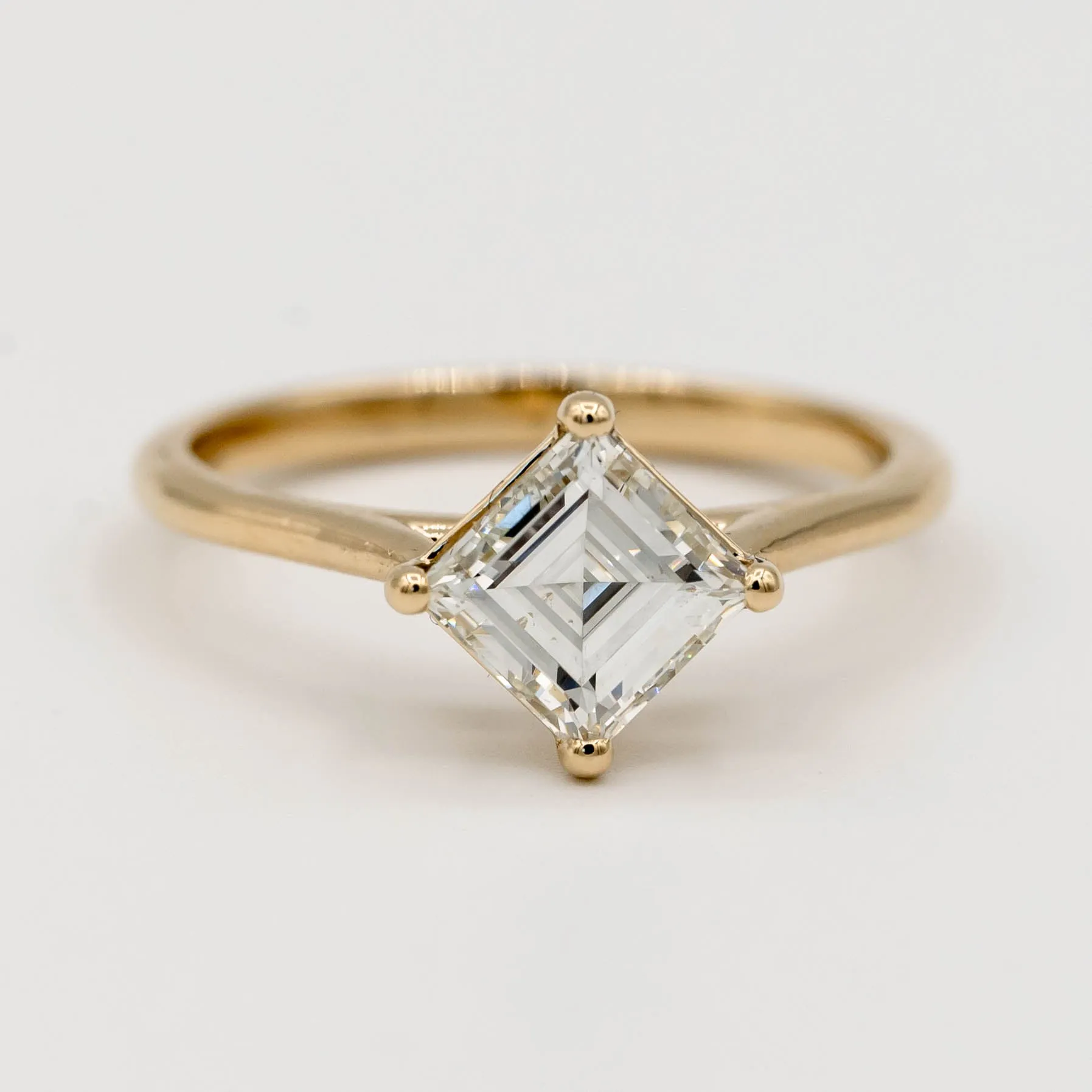 Sequoia Antique Diamond Engagement Ring | 1.22ct Antique Carré Cut Diamond | 14k Yellow Gold