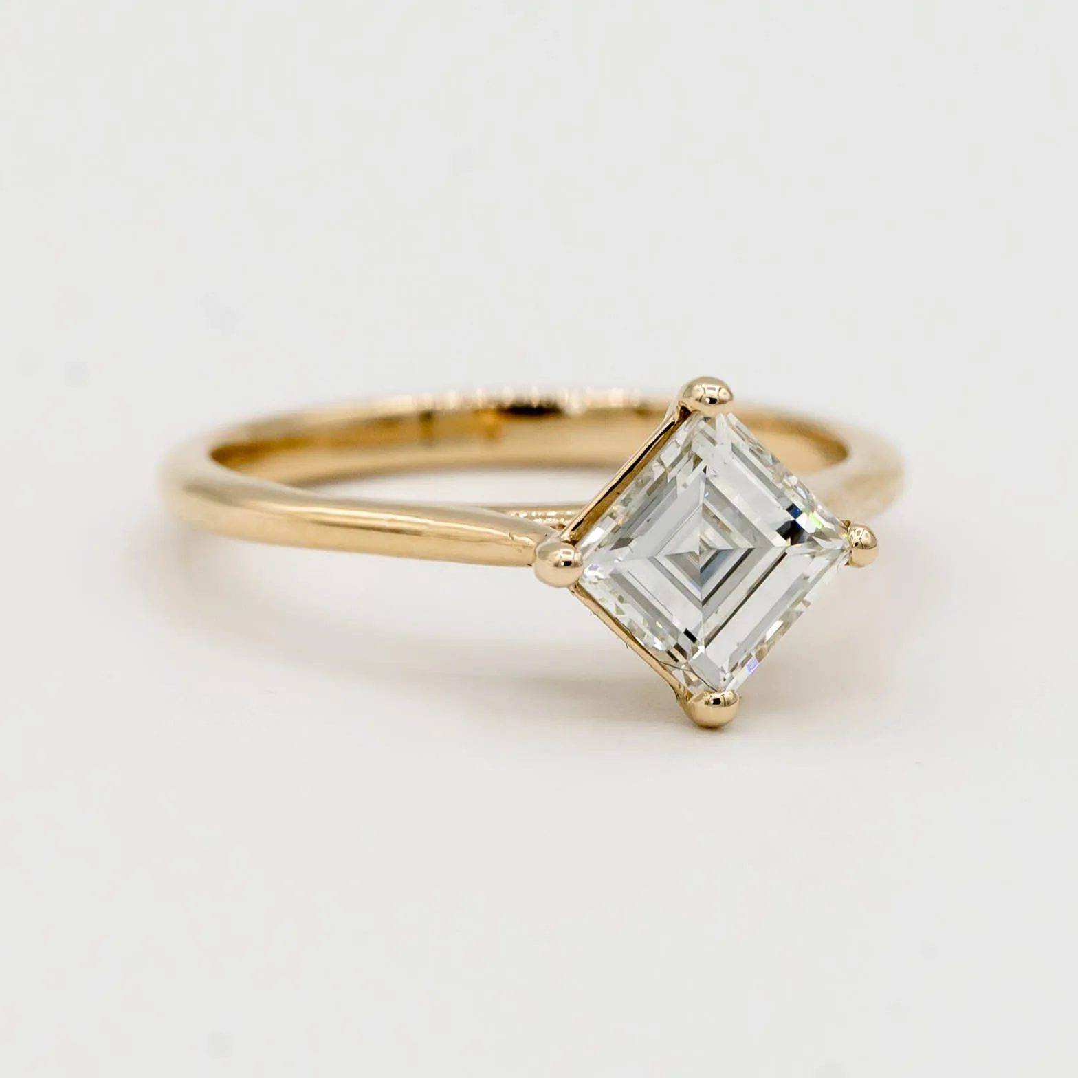 Sequoia Antique Diamond Engagement Ring | 1.22ct Antique Carré Cut Diamond | 14k Yellow Gold